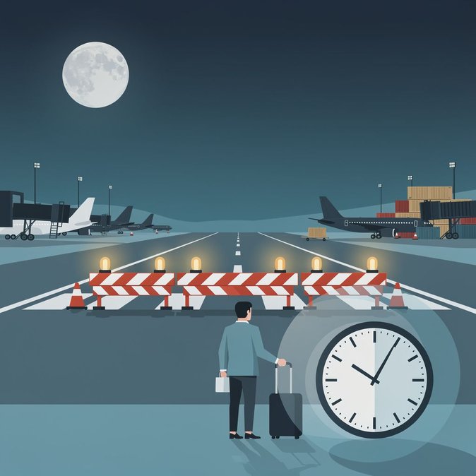 Sydney Airport curfew works close main runway on selected nights, forcing airline schedule tweaks