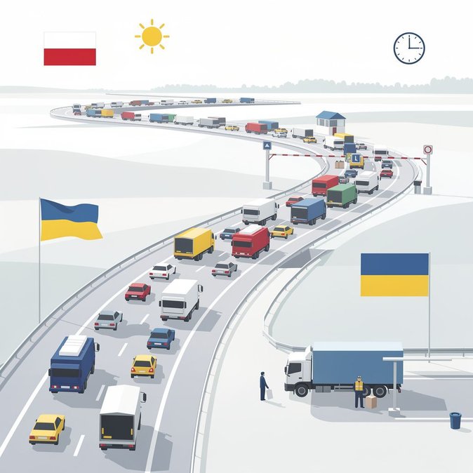 Five-hour waits at Medyka–Shehyni as weekend traffic snarls Poland-Ukraine crossings