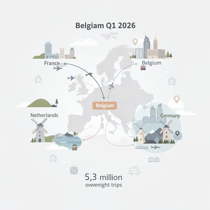 Statbel : Les Belges ont effectué 5,3 millions de courts séjours au premier trimestre 2026, la France en tête