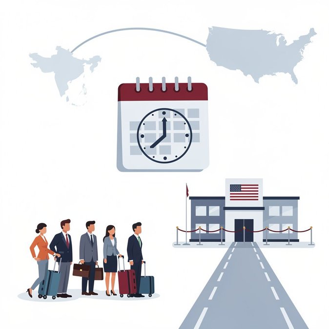 Le dernier tableau de rendez-vous pour les visas américains montre que les délais d'attente en Inde restent longs — 12,5 mois à Mumbai pour les visas B1/B2.