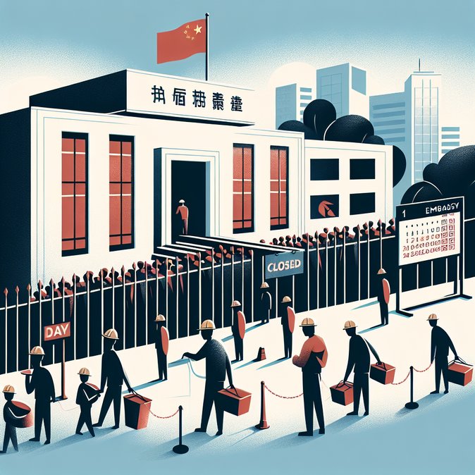 Chinese embassies to close visa windows on 1 & 4 May for Labour Day
