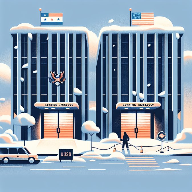 Foreign Embassies in Washington Suspend Visa Services Amid Snow Emergency