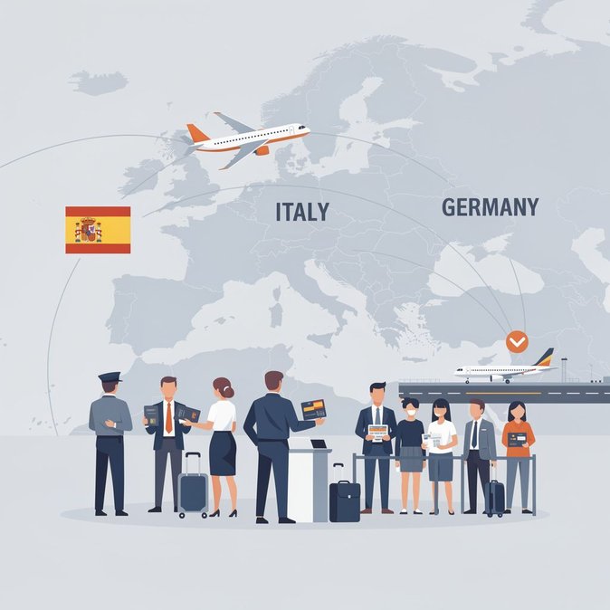 Les aéroports allemands émettent un avis alors que la suspension de l’espace Schengen entre l’Italie et l’Espagne entraîne des contrôles supplémentaires des documents
