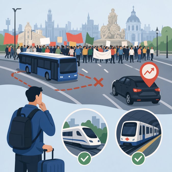 Madrid diverts Airport Express and 25 other bus routes during Cibeles protest