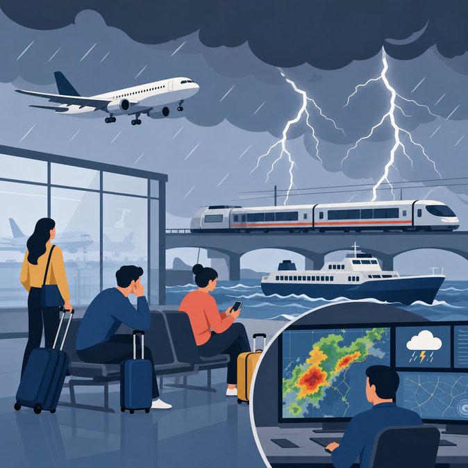 Successive thunderstorm warnings disrupt afternoon flights and cross-boundary travel