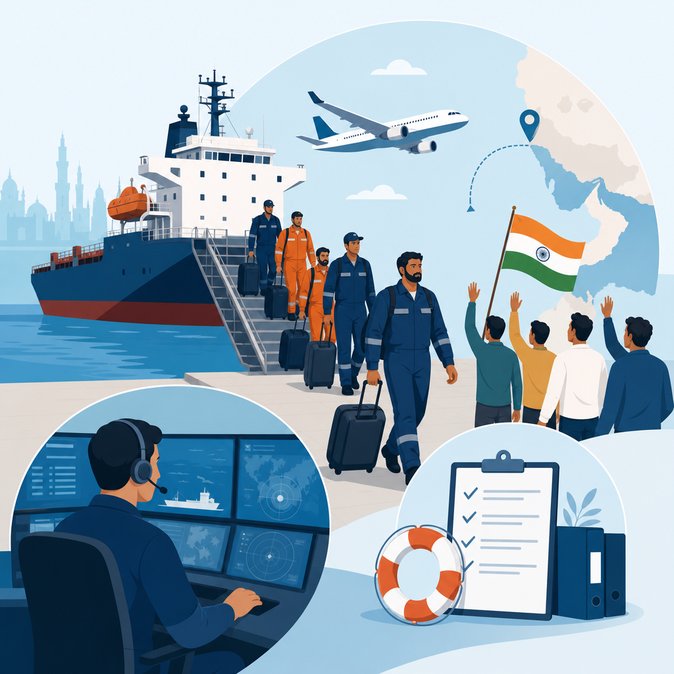 3,217 Indian Seafarers Evacuated From Gulf Since Crisis Began; 61 Brought Home This Week