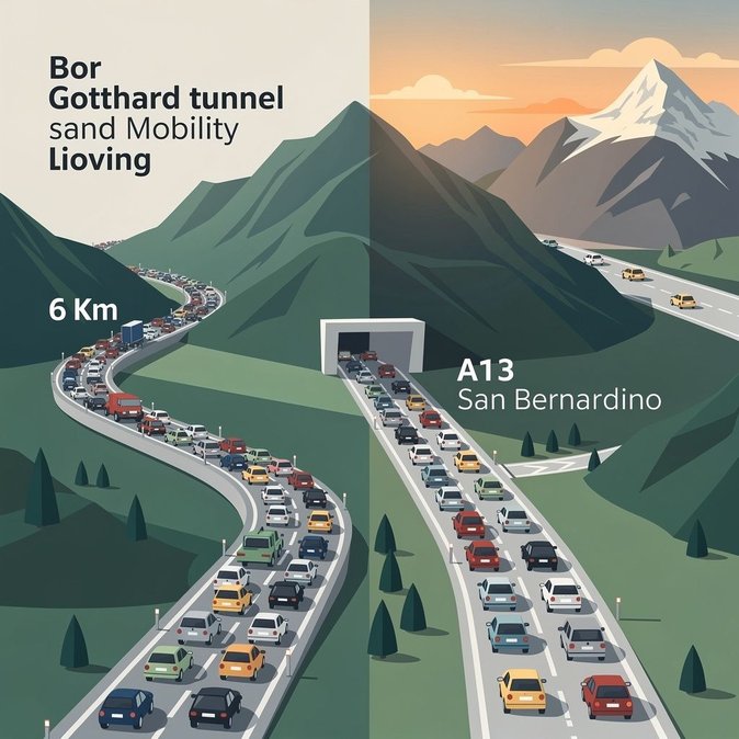 Pronóstico para el fin de semana en el túnel de Gotardo advierte de colas de hasta 7 km y recomienda salir temprano