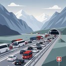 Des files d'attente de dix kilomètres au tunnel du Gothard entraînent des alertes de circulation pour le trafic nord-sud