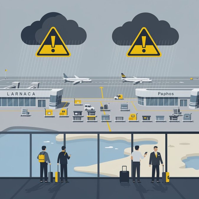 Severe storms trigger yellow weather warning and flight delays at Cyprus airports