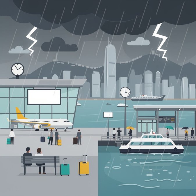 L'Observatoire de Hong Kong met en garde contre des orages violents, les compagnies aériennes et les ferries activent leurs plans de secours