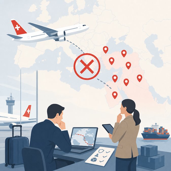 SWISS and Lufthansa suspend Middle-East routes, severing a key corridor for Swiss business travel