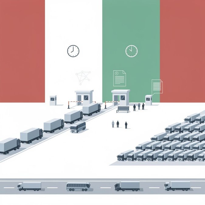 Hours-long truck queues at Poland–Belarus crossings as summer exports peak