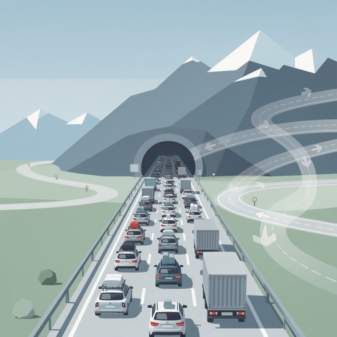 Bouchon de dix kilomètres au tunnel du Gothard marque le début de l'exode des vacances en Suisse