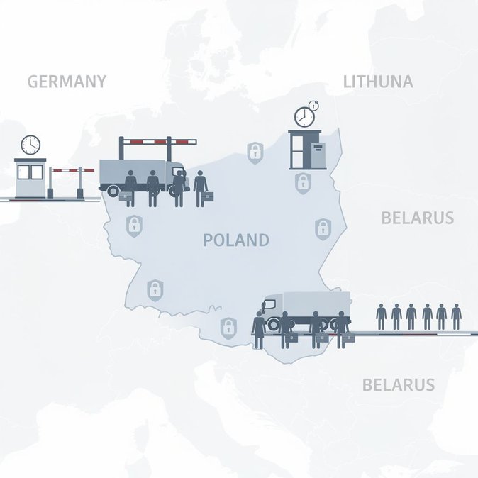 Interior Ministry reports just nine illegal crossings but plans longer checks on German and Lithuanian borders