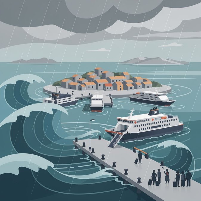 Storm Floods Lipari Port, Forcing Ferry Cancellations to the Aeolian Islands