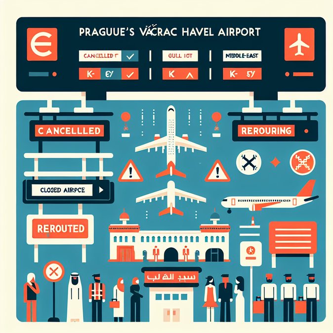 Prague Airport cancels 32 flights to the Middle East amid regional air-space closures