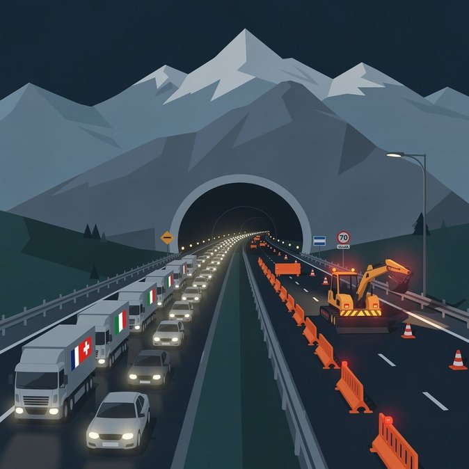 本周蒙布朗隧道附近A40公路夜间封闭，法瑞跨境交通将受影响