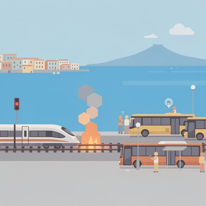 Incendie près des voies : la liaison ferroviaire Naples–Castellammare interrompue, un service de bus mis en place