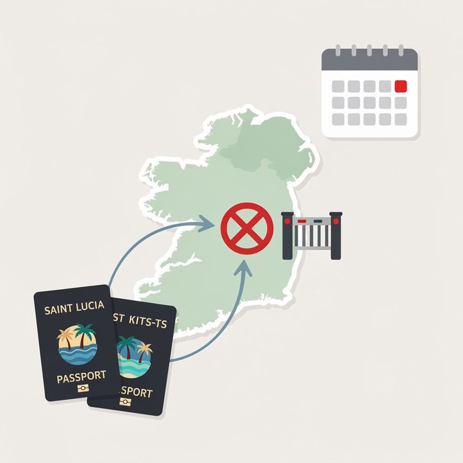 L'Irlande rétablit l'obligation de visa pour les ressortissants de Sainte-Lucie et de Saint-Christophe-et-Niévès