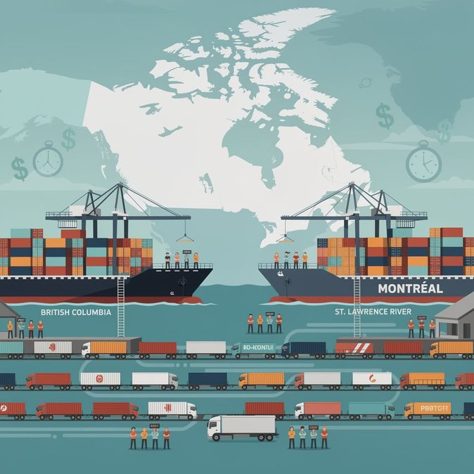 Les grèves des dockers paralysent le port de Montréal et les terminaux de la Colombie-Britannique, perturbant les flux de marchandises transfrontaliers